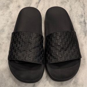Gucci Embossed Black Sandals